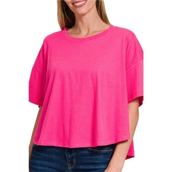 Zenana Cotton Round Neck Short Sleeve T-Shirt - Picture 1 of 2
